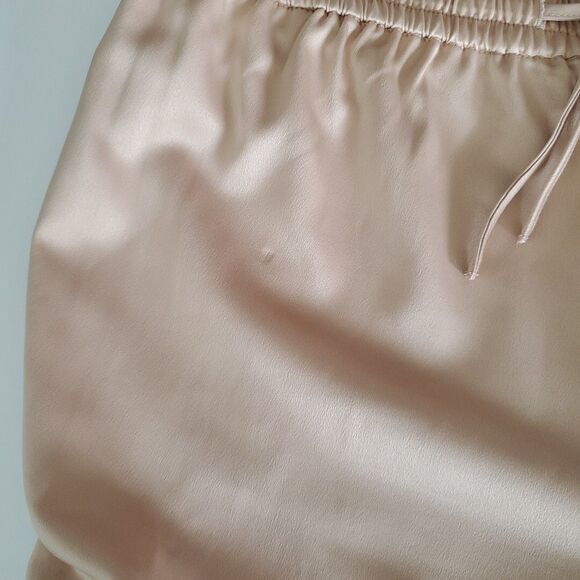 Rachel Parcell Tan Satin Drawstring Jogger Pants Womens Large Inseam 28 - Picture 8 of 9